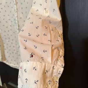 Tommy Hilfiger nautical anchors button up top blouse summer yacht style